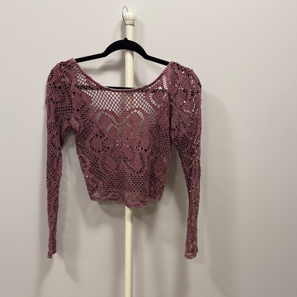 Crochet Lace Crop Top - Mauve